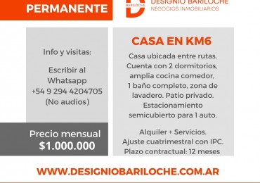 Casa en alquiler permanente - Bariloche 